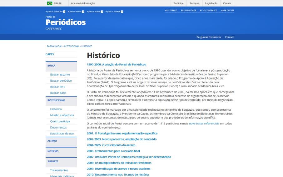 missão e objetivos, informações sobre critérios