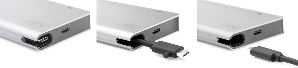 Humidade de armazenamento Fonte de alimentação 5% a 90% HR (sem condensação) Porta Fêmea USB-C Até 100 W (20 V/5 A) 5.0 FUNCIONAMENTO 1) Ligue a porta USB-C Fêmea deste produto a um dipositivo USB-C.