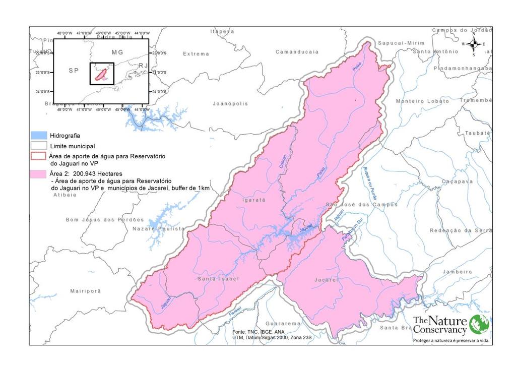 Figura 2. (Área 2) Abrange os municípios de Jacareí, São José dos campos e parcialmente Igaratá e Santa Isabel (incluindo as áreas de aporte de água para reservatório do Jaguari). 3.