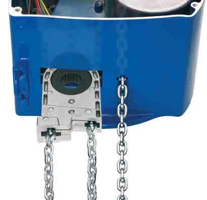 Moitão giratório (1 tramo) A corrente é acomodada de forma giratória num contentor. O bloco e o gancho formam uma unidade giratória segura e estável.