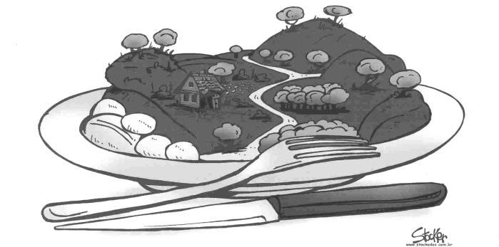 Segundo a leitura e análise da imagem, o espaço geográfico representado sofreu alterações. O que confirma essa afirmação é a PRESENÇA de (A) áreas urbanizadas. (B) áreas naturais.