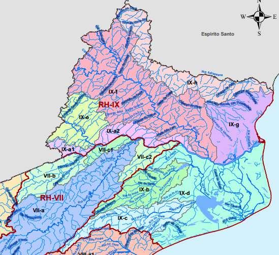 Figura 5. Divisão da RH IX em UHP. Fonte: Plano Estadual de Recursos Hídricos do Estado do Rio de Janeiro INEA, 2014.