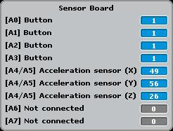 5.3.3. Verificando o Acelerômetro Encontre o valor do Acelerômetro. Conecte sua placa Studuino ao PC via cabo USB. Escolha Teste ON no menu Run.