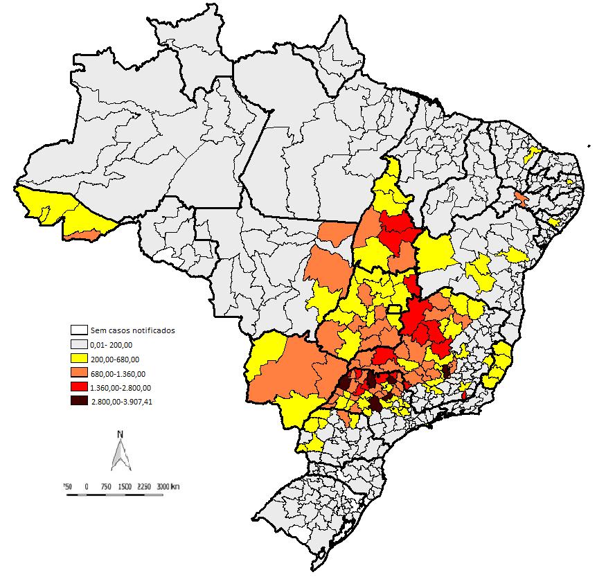 DENGUE Casos Prováveis por região interestadual, por semana epidemiológica (atualizado até a SE16, Brasil) Casos Prováveis de DENV 505.