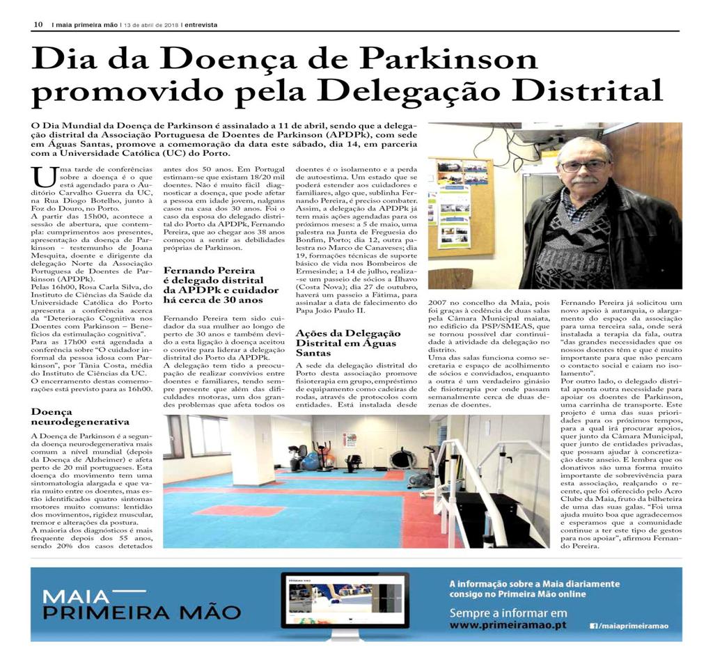 ajudar todos os Doentes de Parkinson Entrvista dada ao Jornal Primeira