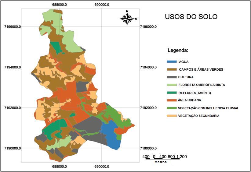 FIGURA 4 - Mapa de usos do solo na Bacia Hidrográfica do Rio Canguiri para o ano de 2009 Fonte: Imagem de satélite fornecida pela Empresa Senografia (2009) Os tipos de uso do solo, bem como a sua
