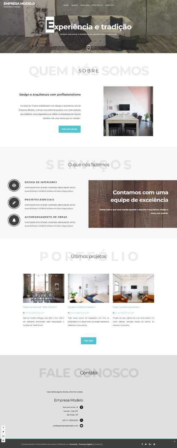 POLARIS O Website Polaris possui um design despojado e atraente, apresentando todas as informações de seu negócio em uma página única (One Page).