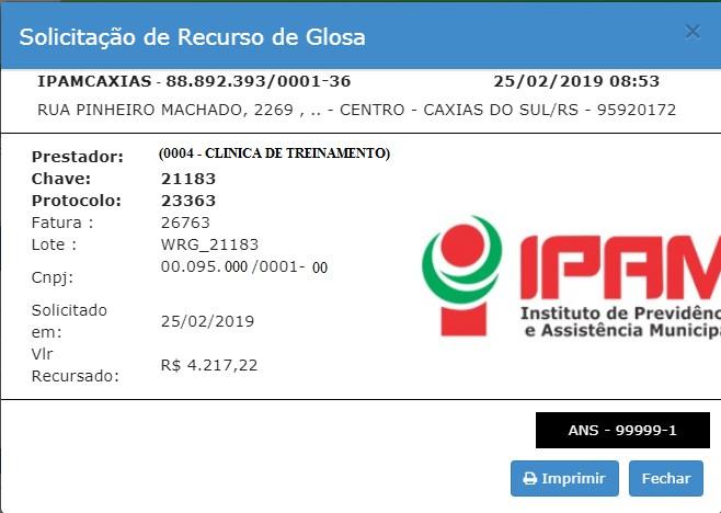 Parcialmente, clicar no ícone Recurso de glosa : 2.