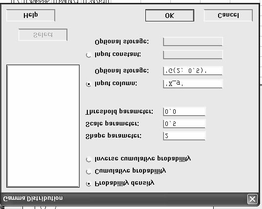 Calcular as probabilidades das colunas G(, ), G(2;,5) e G(2; ): Calc > robability