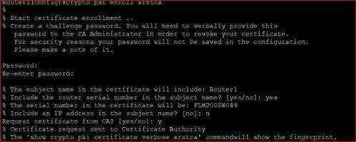 % Start certificate enrollment.. % Create a challenge password. You will need to verbally provide this password to the CA Administrator in order to revoke your certificate.