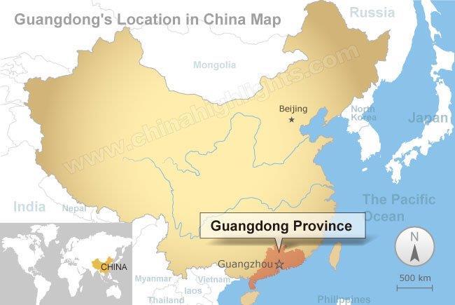 Guangdong 广东 A Província Trocas comerciais: mais de 800 biliões de euros População: mais de 100 milhões GDP: 1121 biliões de euros Superfície: 179 800 km² Costa Marítima: 4 300 km Com 1,3 mil milhões
