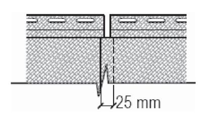 Figura 6.5 Sobreposição na junção das réguas. (adaptado do ConsulSteel, 2002) 8. As juntas entre as réguas de uma fileira devem estar defasadas ao menos 50 mm em relação à fileira seguinte.