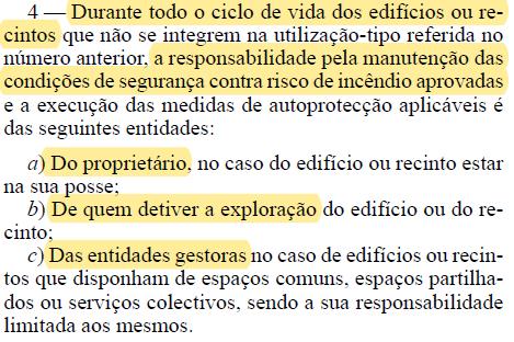 Enquadramento Responsabilidades no caso de edifícios ou recintos: Segundo o n.