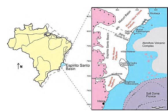 20 2. LOCALIZAÇÃO E GEOLOGIA DA ÁREA DE ESTUDO 2.1 Bacia do Espírito Santo A Bacia do Espírito Santo está localizada na margem continental leste Brasileira (Fig.1).