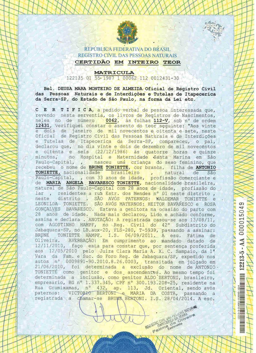 fls. 61 Este documento é cópia do original, assinado digitalmente por CECILIA SILVEIRA GONCALVES e Tribunal de Justica Sao Paulo, protocolado em 23/03/2015 às 18:25, sob o número