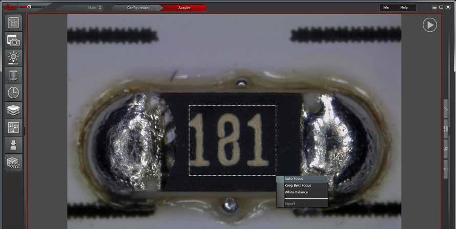 A ampliação real das lentes de zoom corrigidas PlanAPO é exibida no monitor.