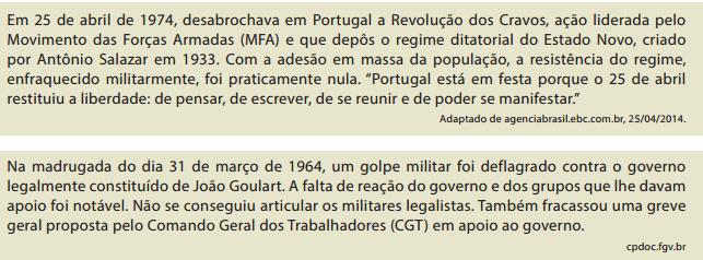 (USS) Os textos se referem a dois momentos de ruptura, um em Portugal e outro no Brasil.