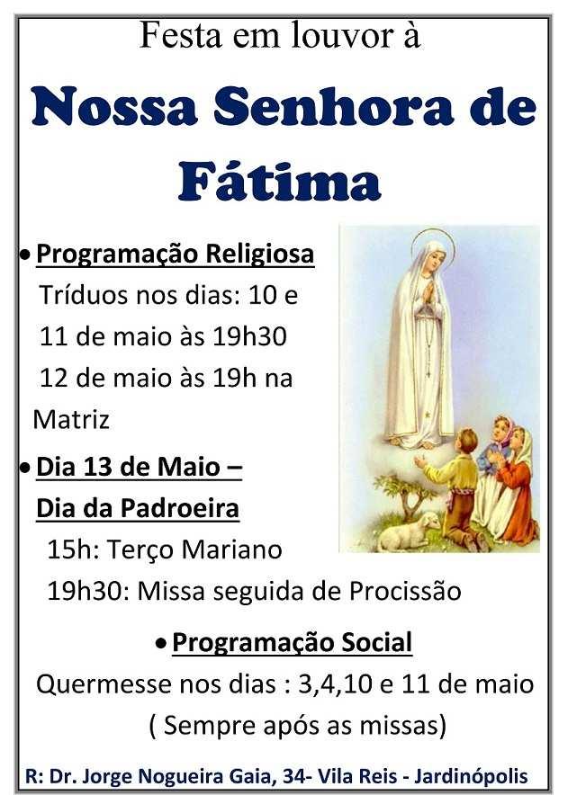 10 a 13/05 - Festa de Nossa