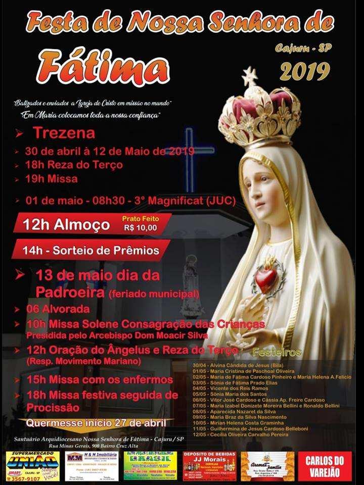 28/04 a 13/05 - Festa de Nossa Senhora de Fátima em Cajuru Santuário Nossa