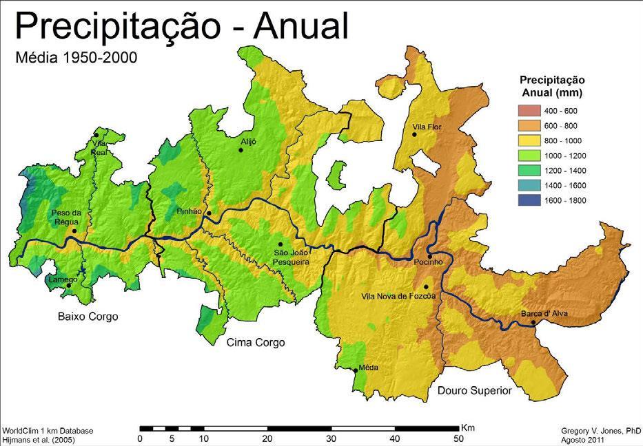 29 356 874 litros, que corresponde a 41% do total do volume de produção. A percentagem restante diz respeito à produção de vinhos sem DOP e sem IGP (IVDP, I. P., 2016). 2.3.1 Clima O clima é um fator extremamente importante para o sucesso não só da viticultura, mas também de todos os sistemas agrícolas.