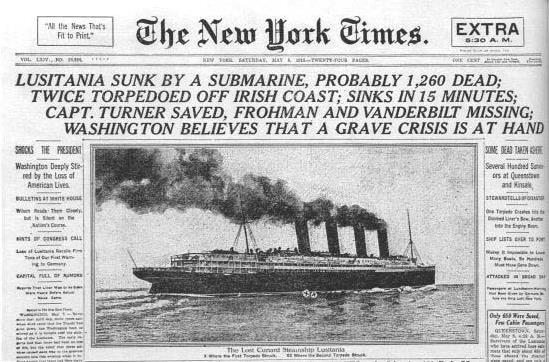 EUA entram na guerra Abril de 1917 submarinos alemães atacam navios norteamericanos.