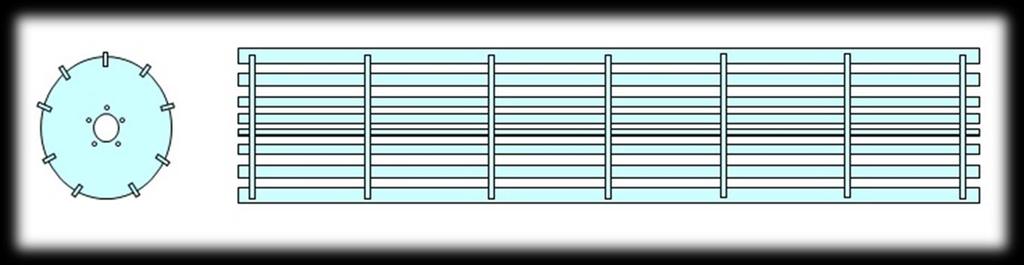 ROLO BP 500 CARACTERÍSTICAS: Ø 500 mm - 10 Barras de barra perfurada (tubo) de 36 x 25 mm. P.V.P. - EM ALFAIAS FIXAS - Aumento do preço da alfaia com rolo standard de 5,25 %.