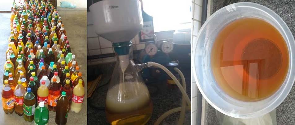 desemulsificação, purificação e desenvolvimento de processos de produção de ésteres, foi obtida uma amostra, com um volume de 20 L, a qual foi submetida a um prétratamento.