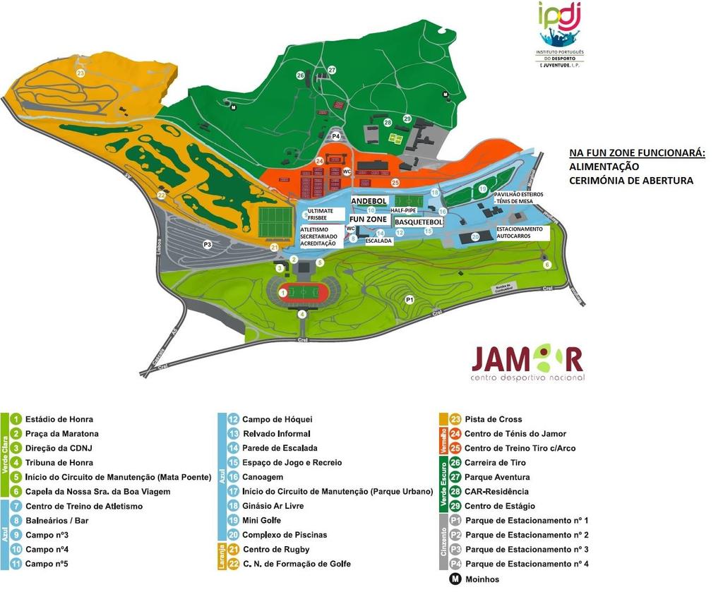 3. Mapa Centro Desportivo Nacional do Jamor / Croqui das atividades