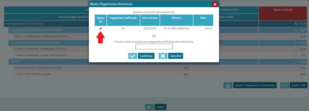 Pode-se também informar, no campo