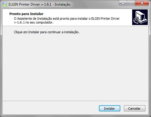 7.4 Instalando o Driver de Windows: Para se obter a versão mais atual do Driver de Windows para a impressora i9, consulte o site: www.elgin.com.br 1) Clique duas vezes no arquivo ELGINi7_Driver.