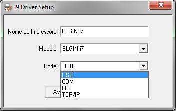 Porta USB: 1) Se a porta selecionada for USB, clique em USB, e depois conecte a impressora ao computador.