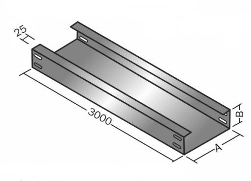 Trecho reto eletrocalhas Straight stretch cable tray channel Eletrocalha lisa "U" Cable tray single "U" channel 100 (antigo 500-U) Eletrocalha lisa "C" Cable tray single "C" channel 300 (antigo