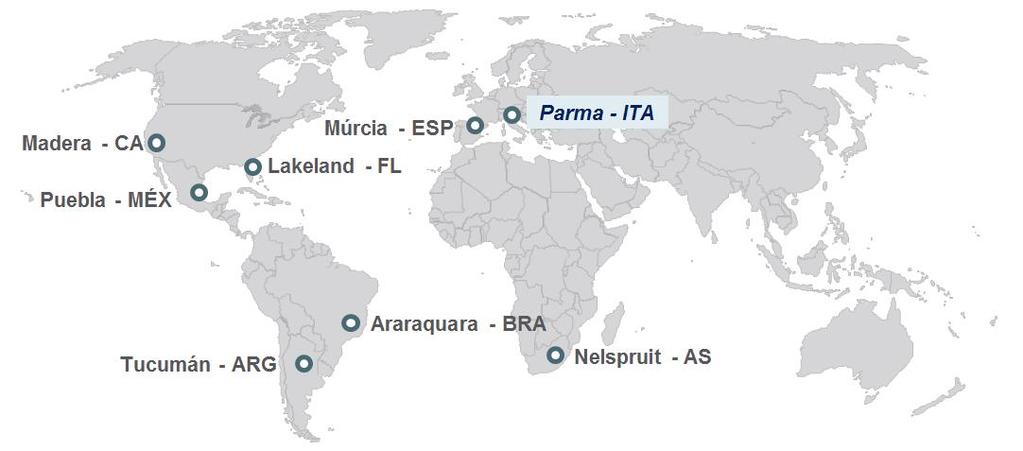 Centros de Pesquisa (foco maior em Citros) São 07 Centros Tecnológicos nas principais zonas produtoras de