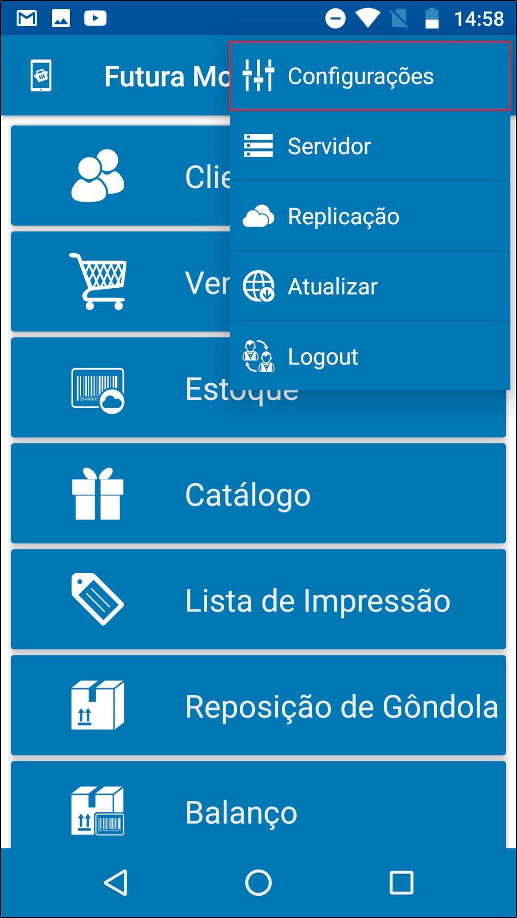 É importante ressaltar que este menu é conﬁgurado em