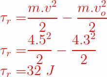 Calcule o trabalho realizado pela força que varia a velocidade de um corpo de massa 2 kg desde v A = 5 m/s a v B = 1 m/s.