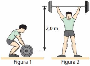 obtido através da equação: Os trabalhos das forças musculares durante o levantamento do haltere e durante sua manutenção no alto valem, respectivamente: a)