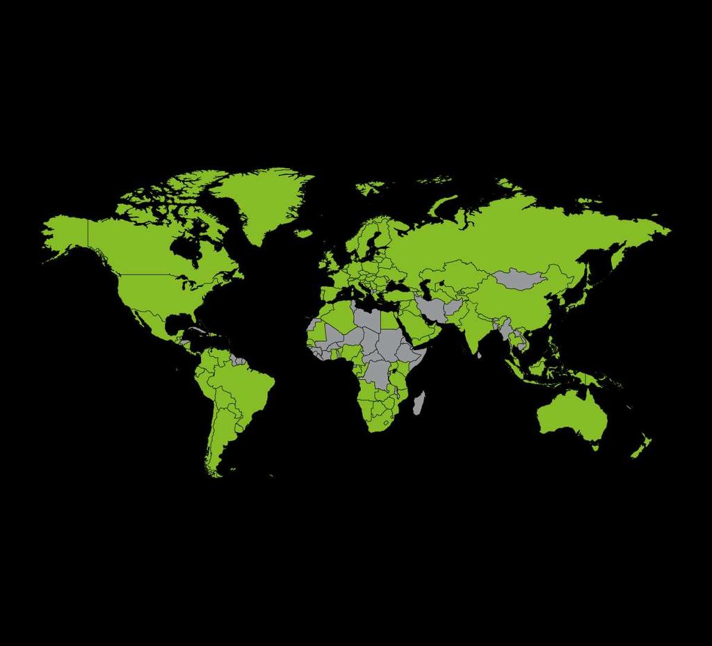 Institucional Presença mundial São 286.200 profissionais atuando em mais de 150 países, destacados em verde no mapa.