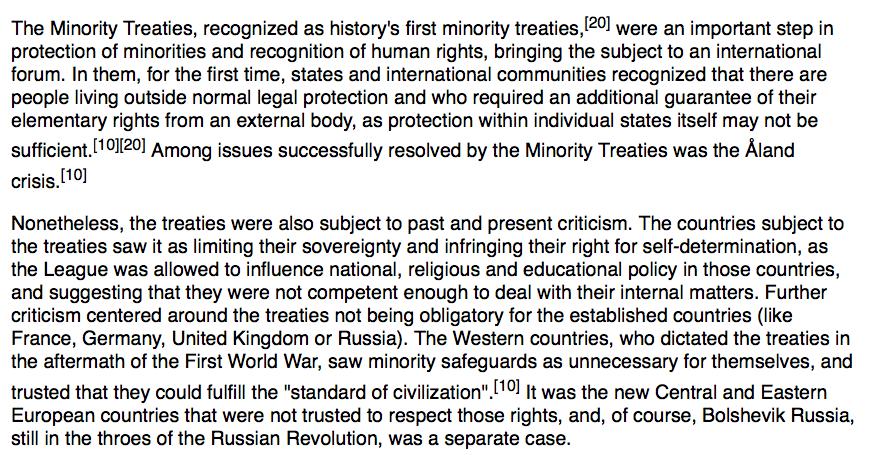 Os Tratados sobre as minorias (2) [FONTE: