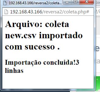 Exemplo planilha para input Não informe cabeçalho, caso contrário o upload não será possível.