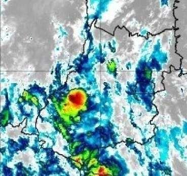 realçadas do satélite GOES-16 entre as 12h00 do dia