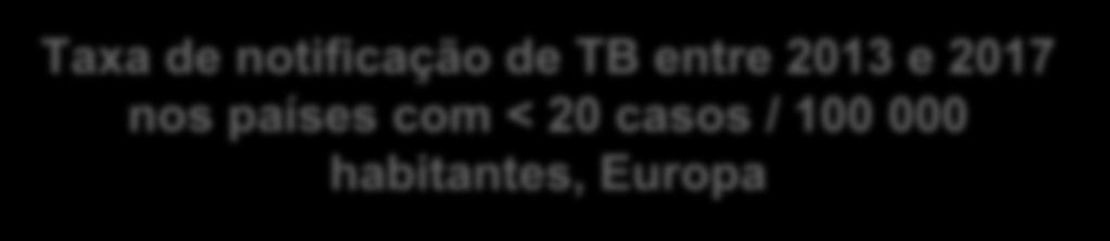 Taxa de notificação de TB entre 2013 e 2017 nos países