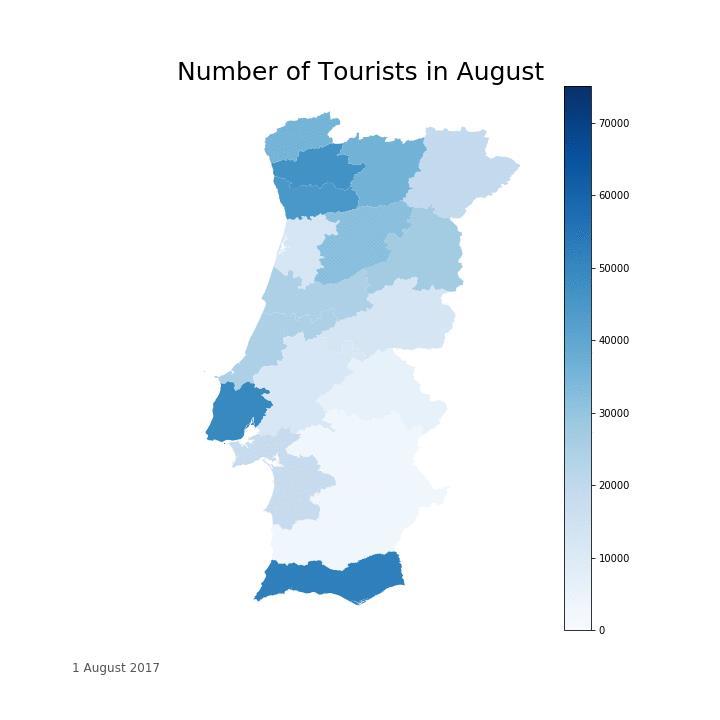 NUMBER OF TOURISTS PER REGION (NOS Data; August 2017) Tourism reaches its