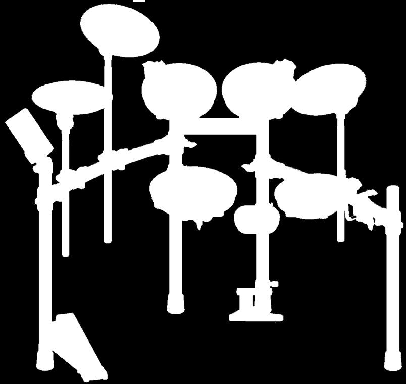V-Drums (exemplo: TD-1 Double Mesh Kit) Ataque Condução Ataque Chimbal Tom Chimbal Tom 1 Tom 2 Condução Caixa Surdo Módulo de som de bateria Snare Tom 3 Pedal do chimbal Pedal do bumbo