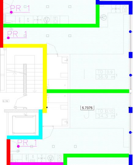 Acústica de Edifícios Avaliação de Resultados e Previsão do Desempenho de Soluções Construtivas BTR Ensaio 1 - fração I / fração J (lateral) Bloco maciço + gesso projetado de 3cm + pladur 354-0 53 -