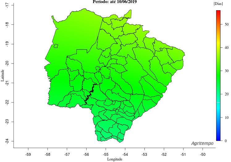 Estiagem Agrícola Na Figura 2, de acordo com o modelo Agritempo (Sistema de Monitoramento Agro Meteorológico), considerando até a data de 10/06/19, o estado representado pela coloração verde se