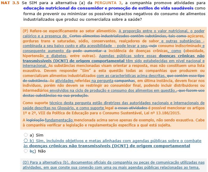 Dimensão Natureza do Produto ajustes e