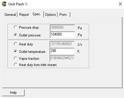 30 Figura 16 - Configuração do destilador flash Fonte: Arquivo pessoal 4.3.4 Inicialização do programa
