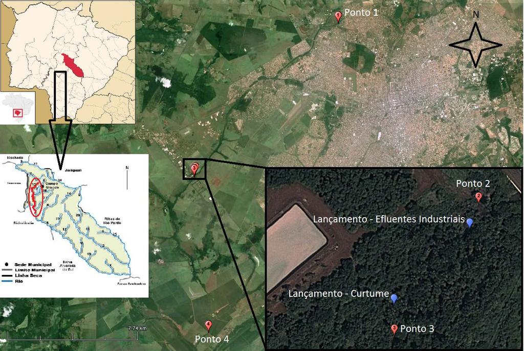 A área de estudo é localizada na bacia do córrego Imbirissu no município de Campo Grande no estado de Mato Grosso do Sul (Figura 1).