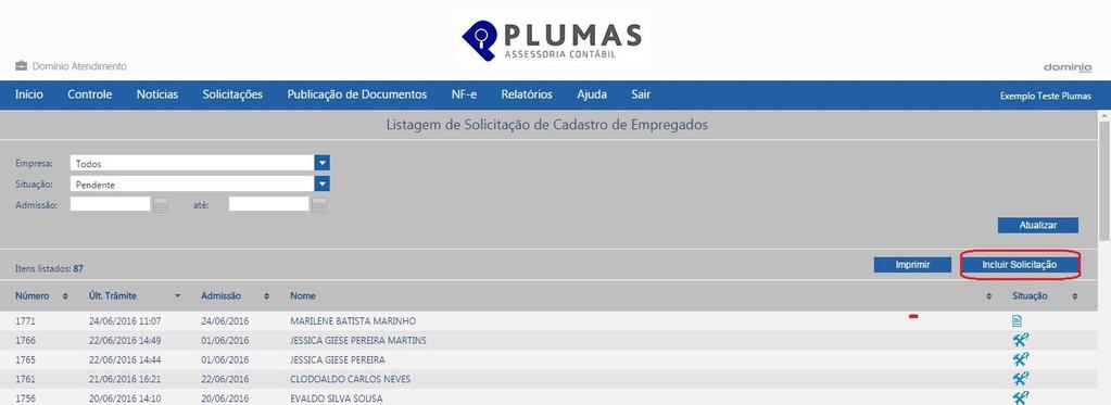 P á g i n a 9 Menu Cadastro de Empregados na Folha Para consultar cadastros realizados ou devolvidos