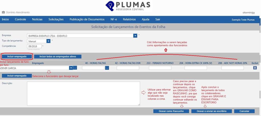 dos funcionários Para